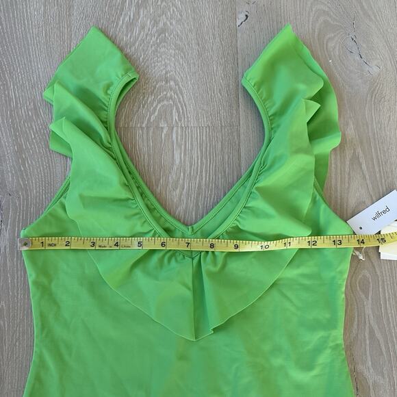 Aritzia Wilfred Danette Neon Ivy Ruffle Swim Bodysuit One Piece Top - Picture 11 of 13
